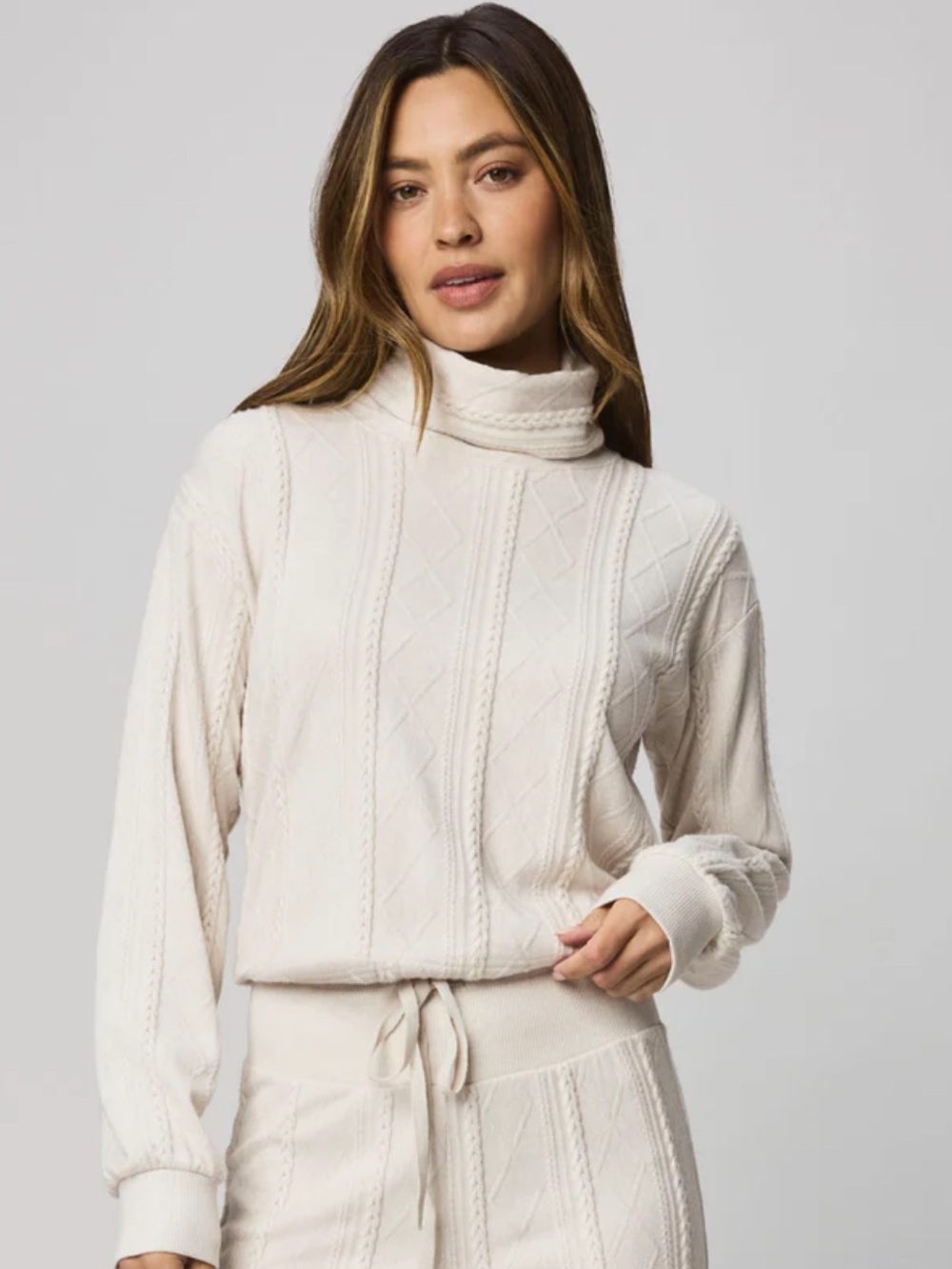 Splendid Cable Lounge Turtleneck Top